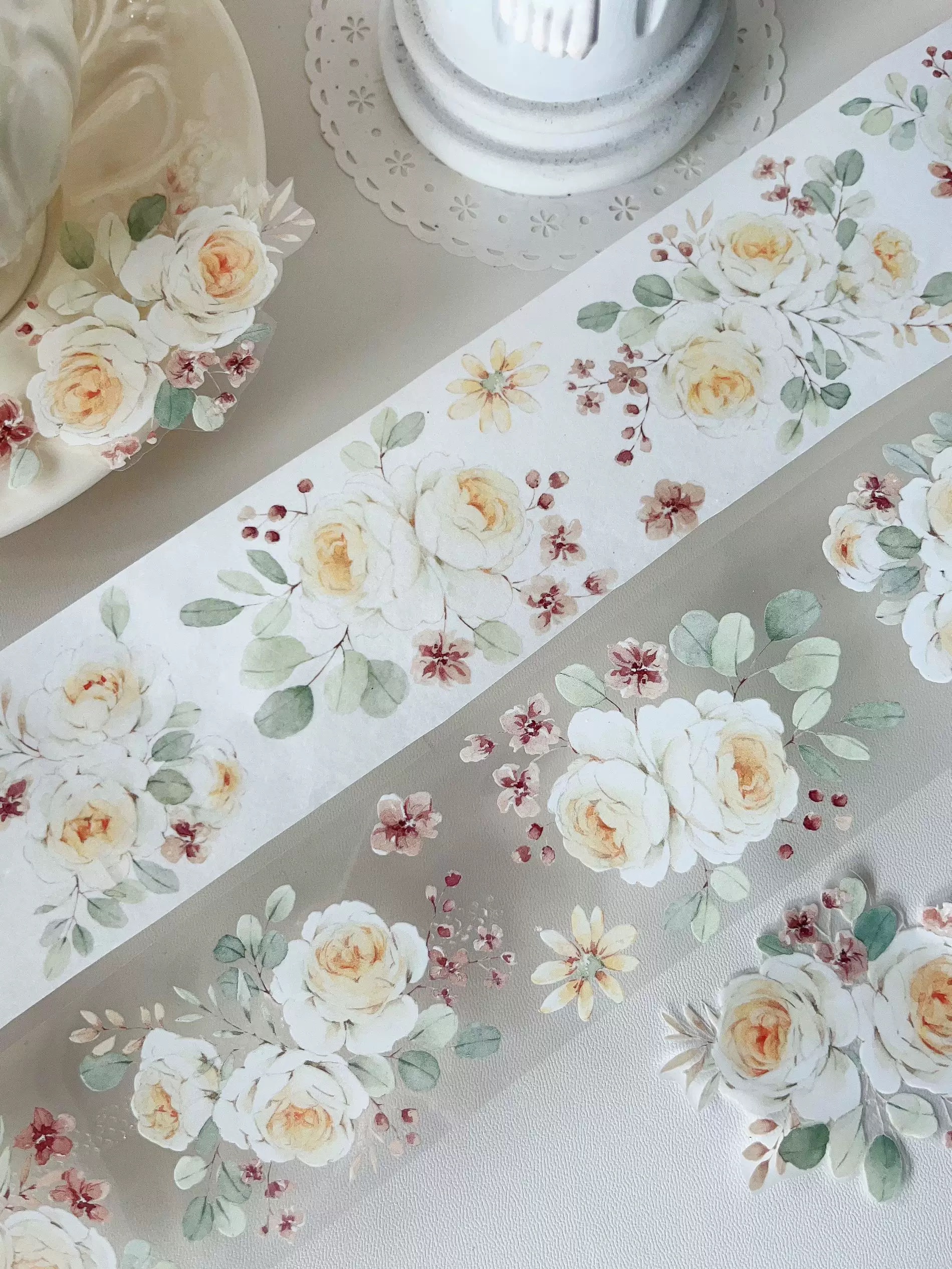 YiEr Studio Vintage ฤดูใบไม้ผลิ Rose ดอกไม้ Washi เทป Planner DIY การ์ด Scrapbooking Plan สติกเกอร์ตกแต่ง