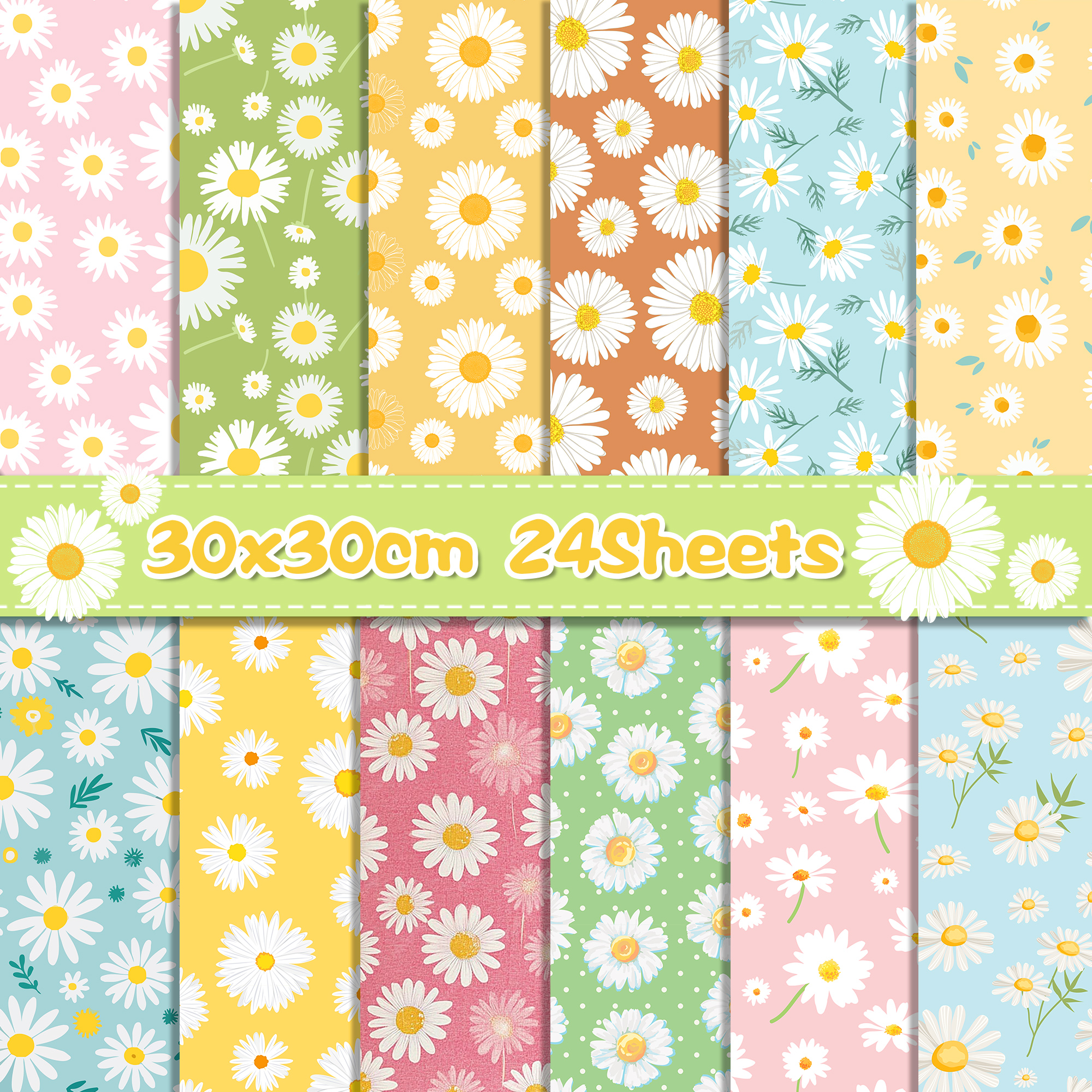 24 Uds 30*30cm Margarita colorida álbum de recortes papel artesanal DIY arte Fondo papel Origami fabricación de tarjetas decoración de álbum de fotos