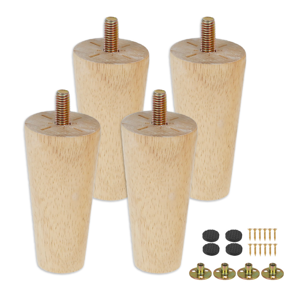Kit de patas de muebles de madera maciza, patas de muebles de 8/15/20cm de altura, cono inclinado, sofá cama, gabinete, mesa y silla, pata de sofá de repuesto