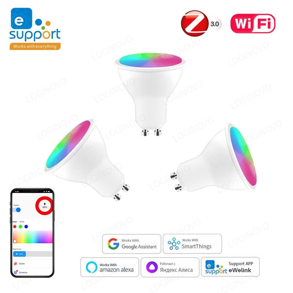 Ewelink GU10 Zigbee LED-Glühbirne WiFi Smart LED-Lampe RGB CW WW Ewelink App-Steuerung LED-Lampen funktionieren mit Alexa Google Yandex