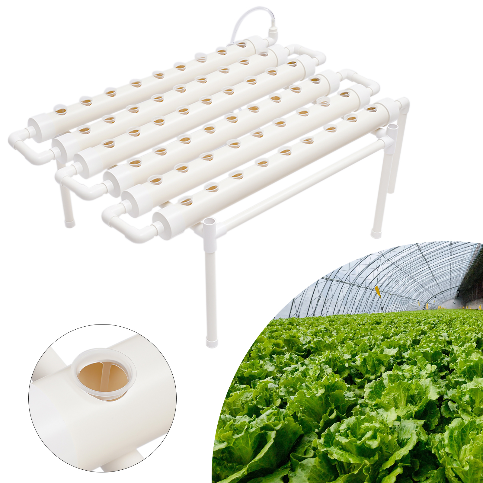 Kit de cultivo hidropônico para jardim, Garden Film System, 6 Pipe Plant, 54 locais de plantas, 1 camada