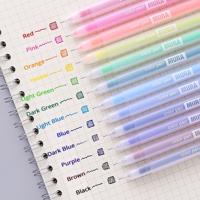 Set pena Gel warna Kawaii alat tulis estetis cantik alat tulis siswa buku harian pena buku pegangan pena warna spidol perlengkapan sekolah