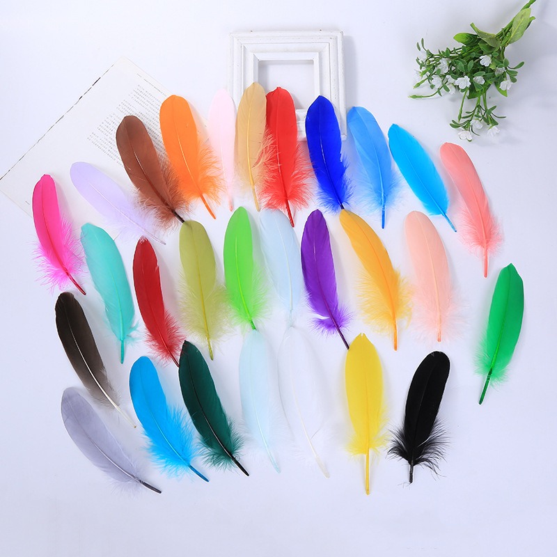 Penas naturais coloridas para decorações do partido, artesanato, suprimentos do casamento, família, 100pcs