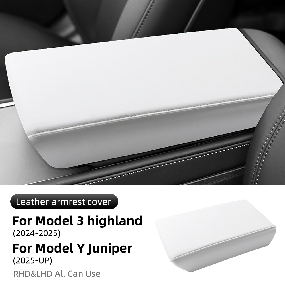 Lederen armsteunbox beschermhoes van ABS voor Tesla Model 3 Model Y 2017-2023 Highland 2024 Juniper 2025 2026 2027 armsteun deksel