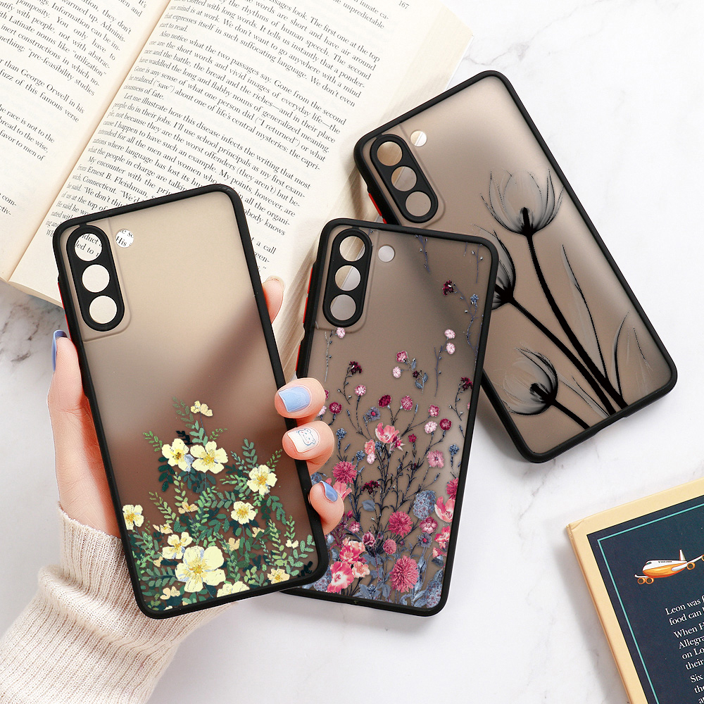 For Samsung S24 S22 S26 Ultra Case Cover Samsung Galaxy S25 S23 Ultra S21 Plus S20 FE Note 20 Ultra Lavender Flowers Clear Cases
