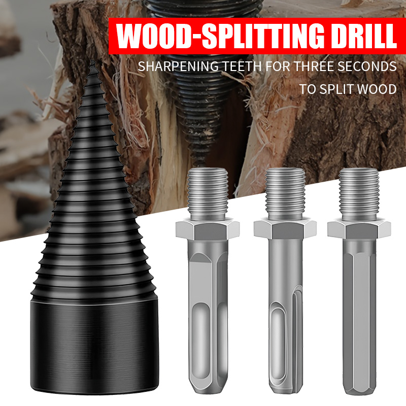 4pcs High Speed Spiral Drill Bit With Round Hex Shank Screw For Wood Splitter Woodworking Camping Tools