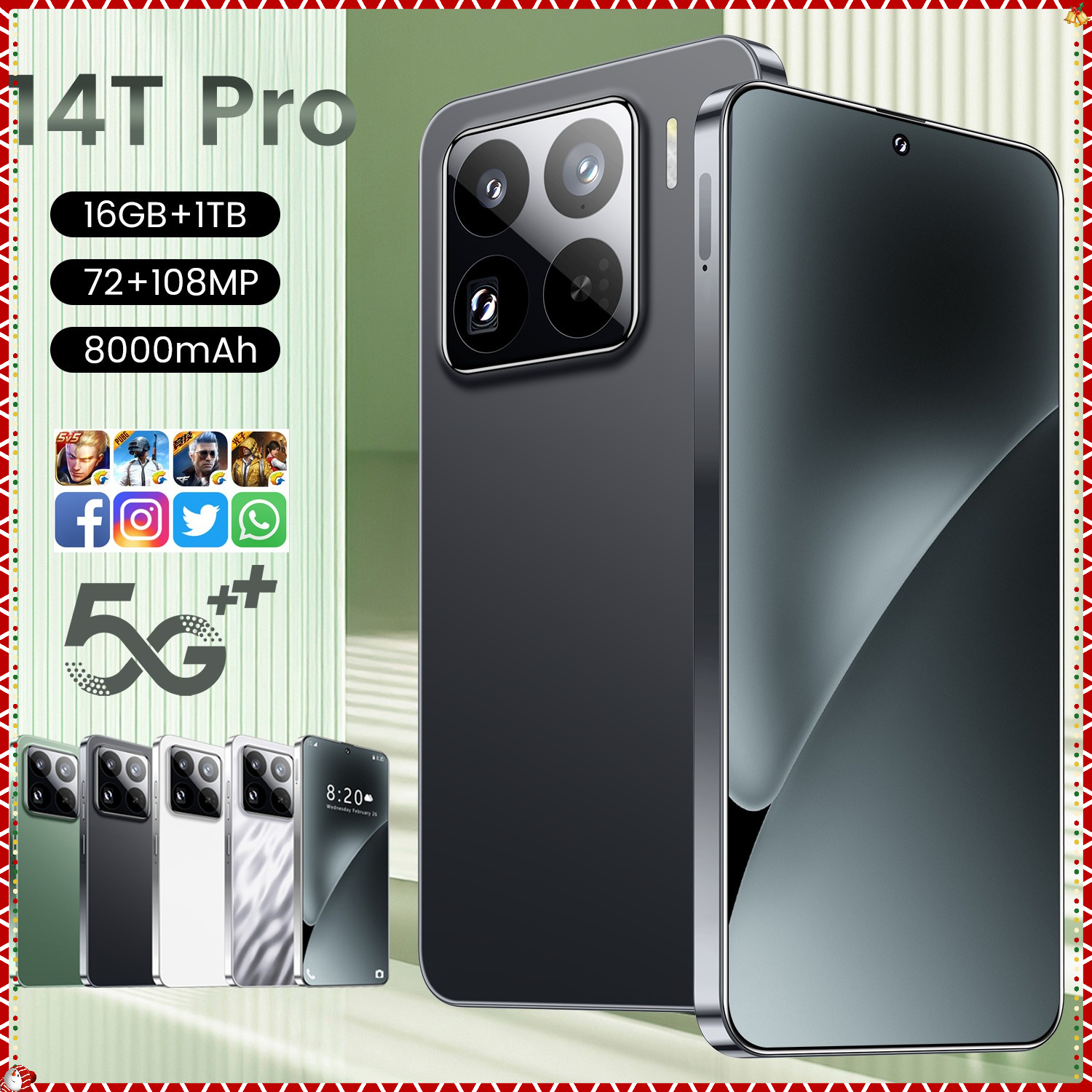 2026 Совершенно новый смартфон 14T Pro 5G 7,3HD 22G + 2TB сотовый телефон с двумя SIM-картами Android 8000 мАч разблокированные мобильные телефоны сотовые телефоны