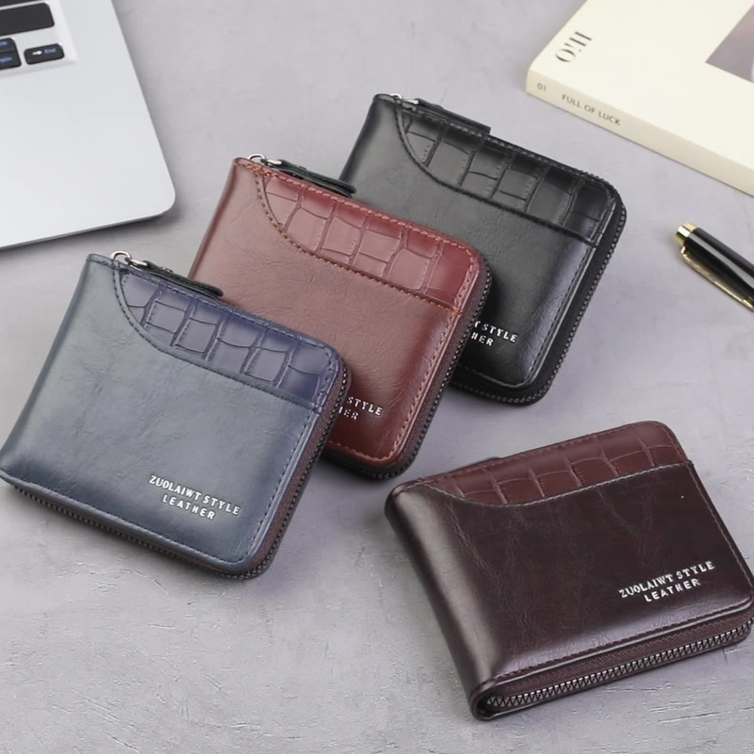 Carteira Trifold com Padrão de Crocodilo - Bolsa Multifuncional Masculina de Grande Capacidade com Fecho de Zíper, Perfeita para Negócios e Looks