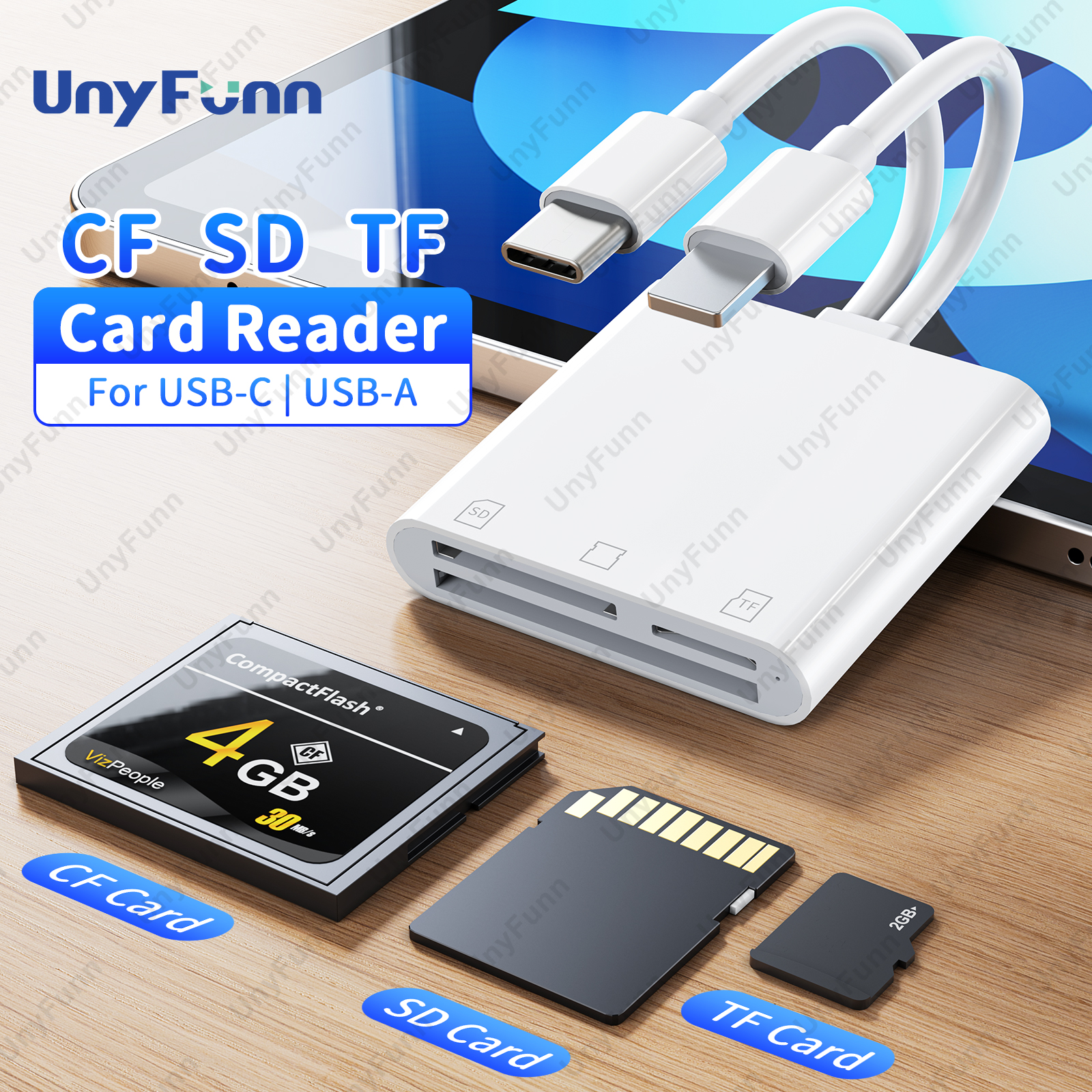 Czytnik kart pamięci TypeC CF do iPhone'a Android 3w2 Lighting do CF SD TF OTG Adapter do MacBooka Laptopa Aparatu Drona Czytnik kart pamięci