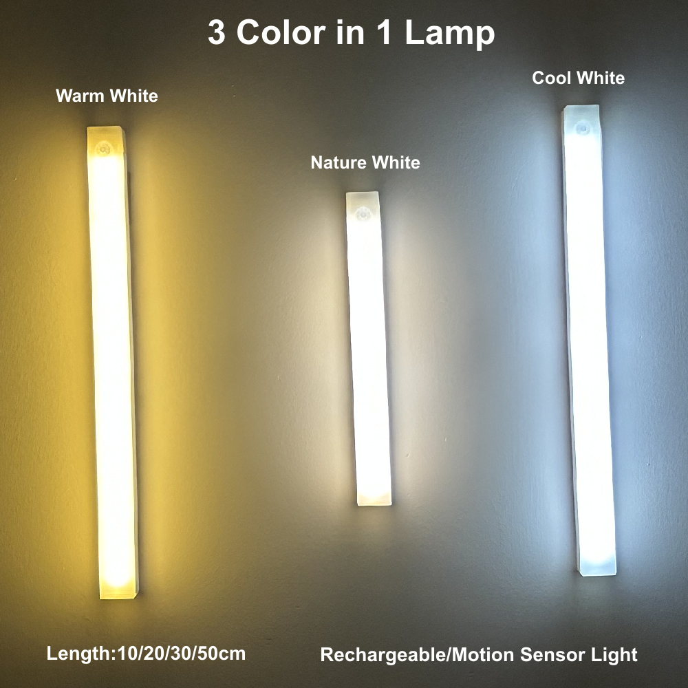 Sensore di movimento Luce notturna a LED Lampada da comodino ricaricabile USB Lampada da tubo portatile wireless per armadio da cucina Scala