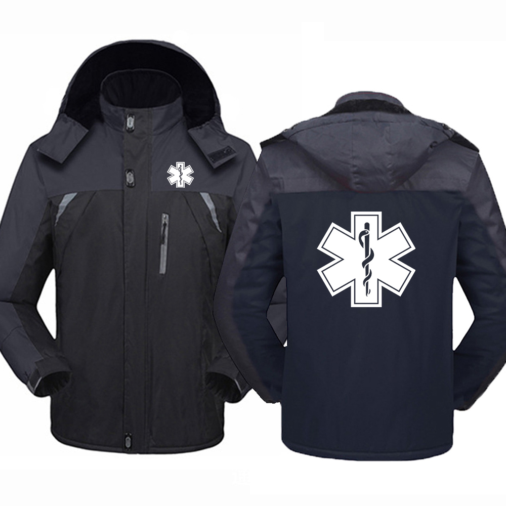 Emt ambulância de emergência 2024 homens jaqueta com zíper blusão à prova de vento engrossar outwear esporte ao ar livre confortável casaco versátil