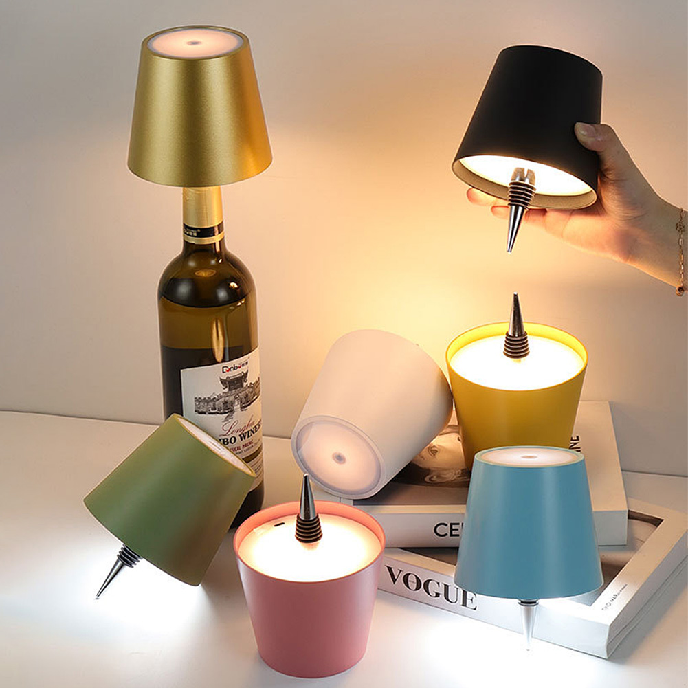 Lampe de bouteille de vin lampe de Table LED atmosphère veilleuse 3 couleurs gradation continue Rechargeable contrôle tactile lampe de bouteille de vin