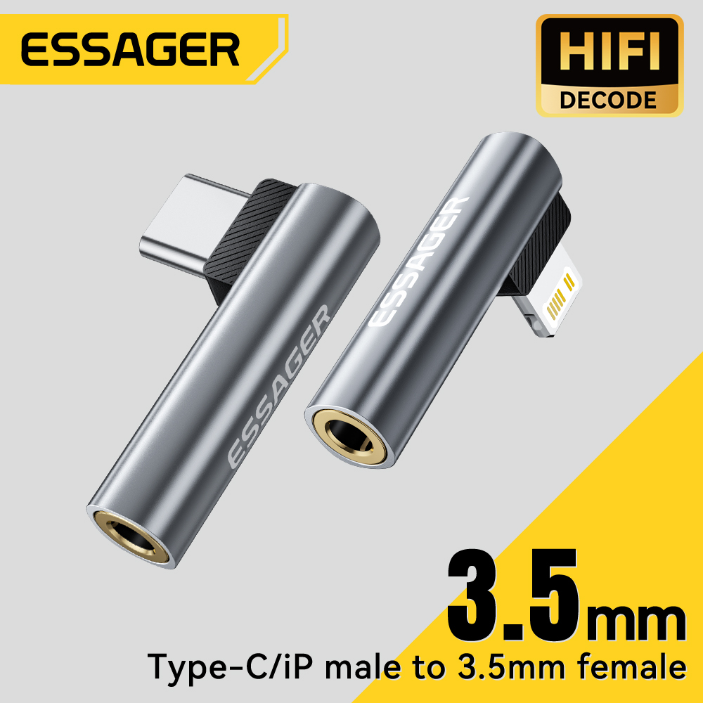 Adaptateur audio Essager en forme de L Type-C vers prise jack 3,5 mm pour iPhone 16 15 Samsung Adaptateur casque Lightning vers 3,5 mm pour iPhone 14 1