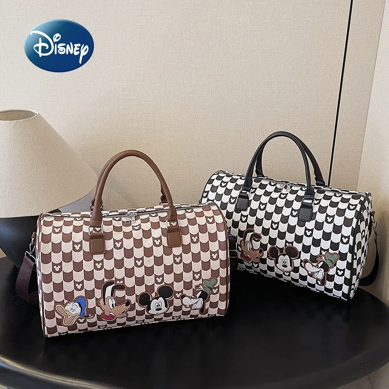 Nuevo bolso de viaje portátil de Mickey de Disney, bolso de viaje de marca de lujo para mujer, bolsa de almacenamiento de equipaje multifuncional de gran capacidad
