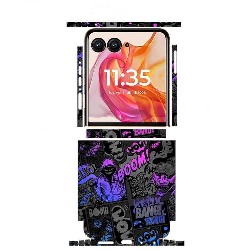 Kleurrijke anti-kras telefoonhoes voor Motorola Razr 60 50 Ultra achterkant + scharnier sticker matte folie voor Moto Razr 40 50 sticker