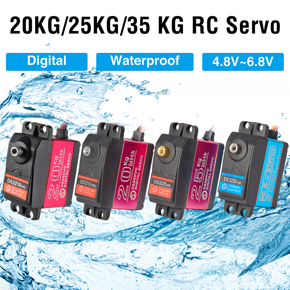 Dsservo Chống Nước Servo DS3218 20KG DS3225 25KG DS3235 35KG 180/270 Độ Cho 1/8 1/10 1/12 RC Xe Ô Tô hộp Số Kim Loại Kỹ Thuật Số Servo