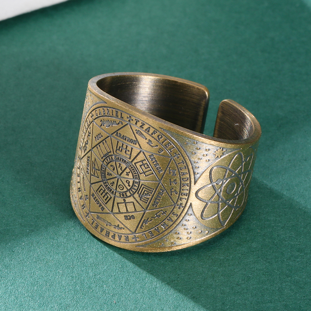 7 el amuleto del sello del anillo de protección del Arcángel metaron Cube Lilith simboliza el secreto de las joyas retro del rey Salomón Amuletos de buena suerte y protección Anillo de Salomón Anillo de cobre Viking