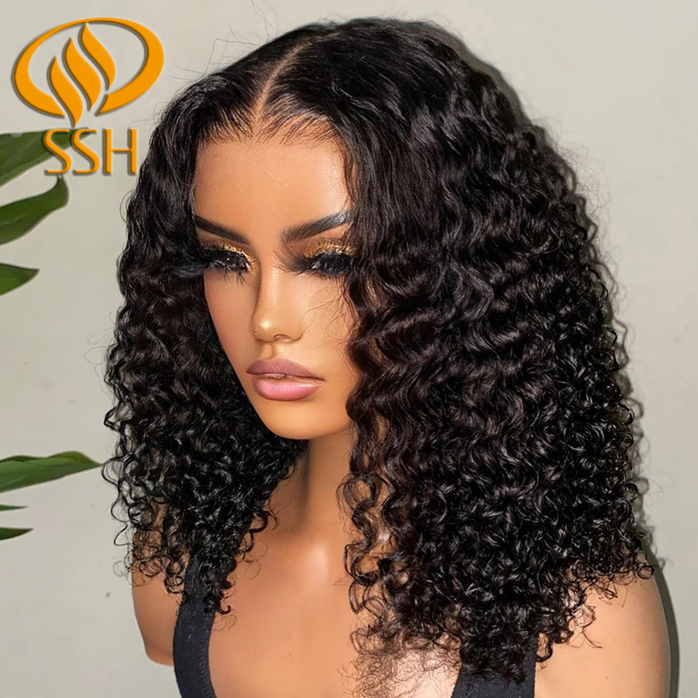 Onda de água sem cola 13*4 peruca do laço 180% pré-arrancado onda natural usar ir sem cola encaracolado perucas de cabelo humano para mulher