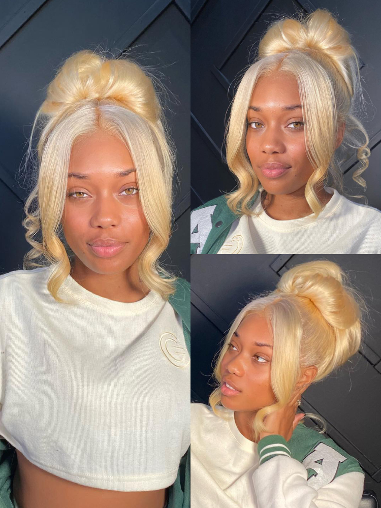 8 - 30 cal 613 miód blond kolor koronki przodu włosów ludzkich peruk Remy brazylijski włosy typu Body Wave 1B 613 Ombre koronkowa peruka dla czarnych kobiet