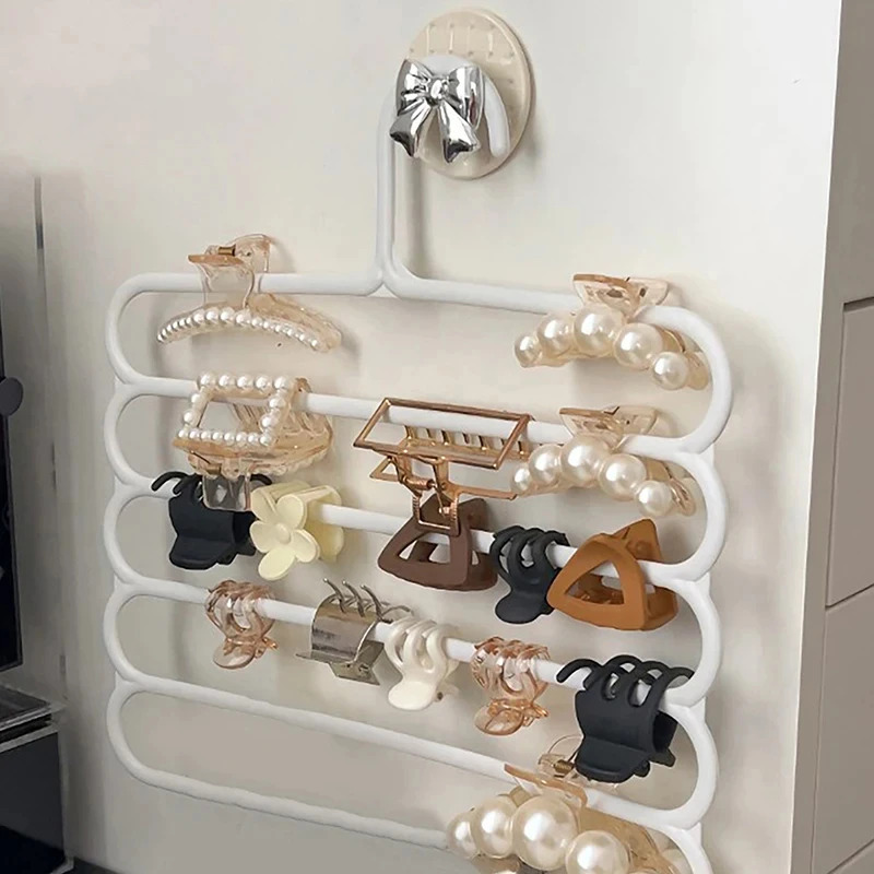 5 ชั้นผม Claw Storage Rack Organizer ขนาดใหญ่ความจุหนาแถบคาดศีรษะผู้ถือแขวนผนัง Hairpin แขวน Space สําหรับสตรี