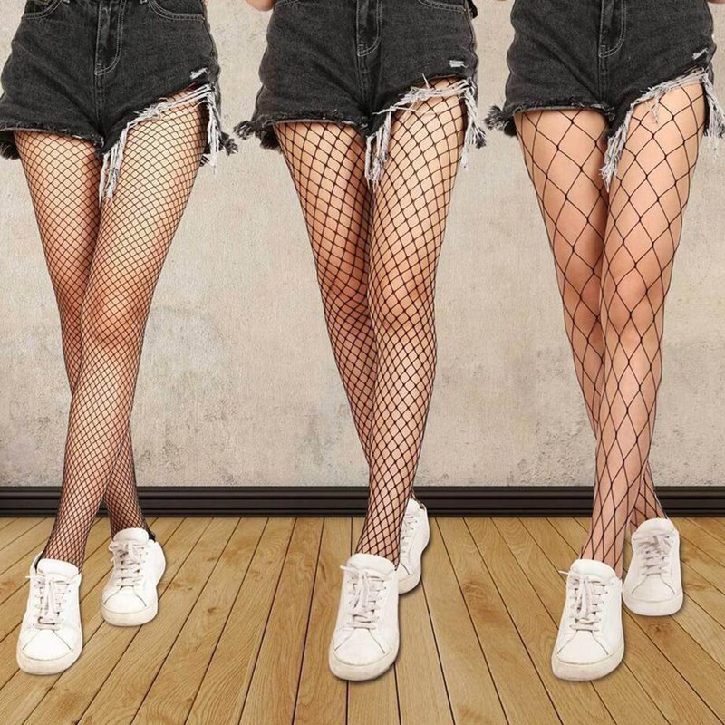 Femmes chaudes longues Sexy évider résille bas collants noir taille haute bas collants culotte résille Lingerie de haute qualité