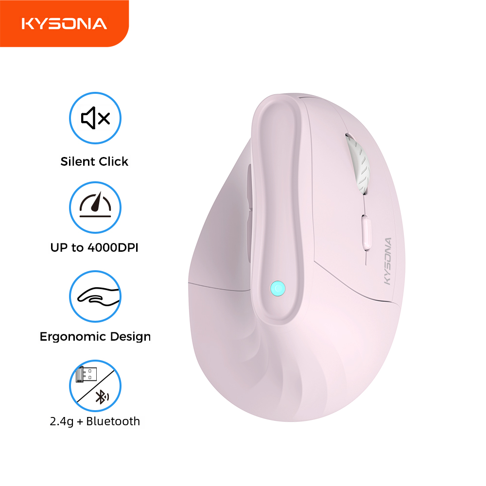 Kysona EM9 souris verticale sans fil Bluetooth ergonomique rvb Rechargeable 4000DPI 6 boutons muets pour tablettes ordinateurs portables ordinateur PC