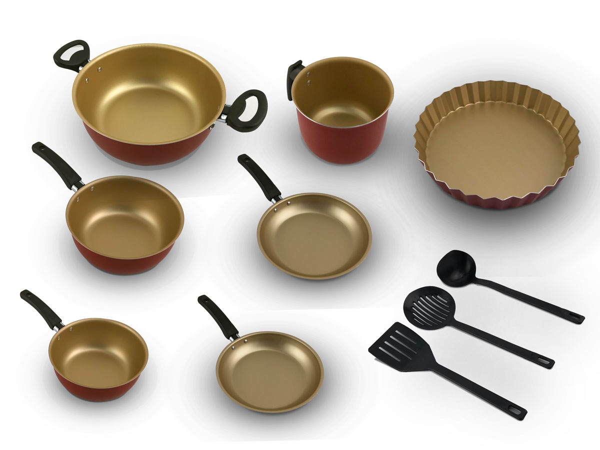 แชมเปญอลูมิเนียมแบบไม่ติด set Alat masak 7ชิ้น