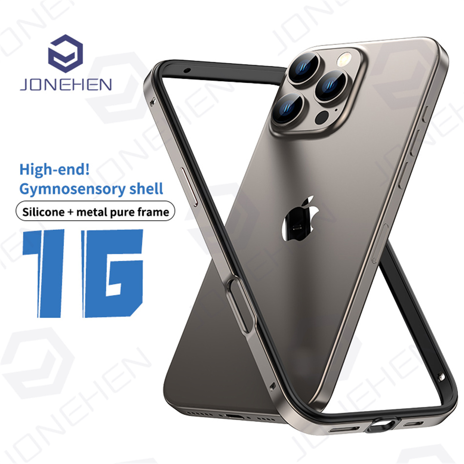 Marco de Metal de aluminio ligero para iPhone 12, 13, 14, Plus, 15, 16 Pro Max, funda de parachoques, accesorios traseros de silicona híbrida de aleación ultrafina