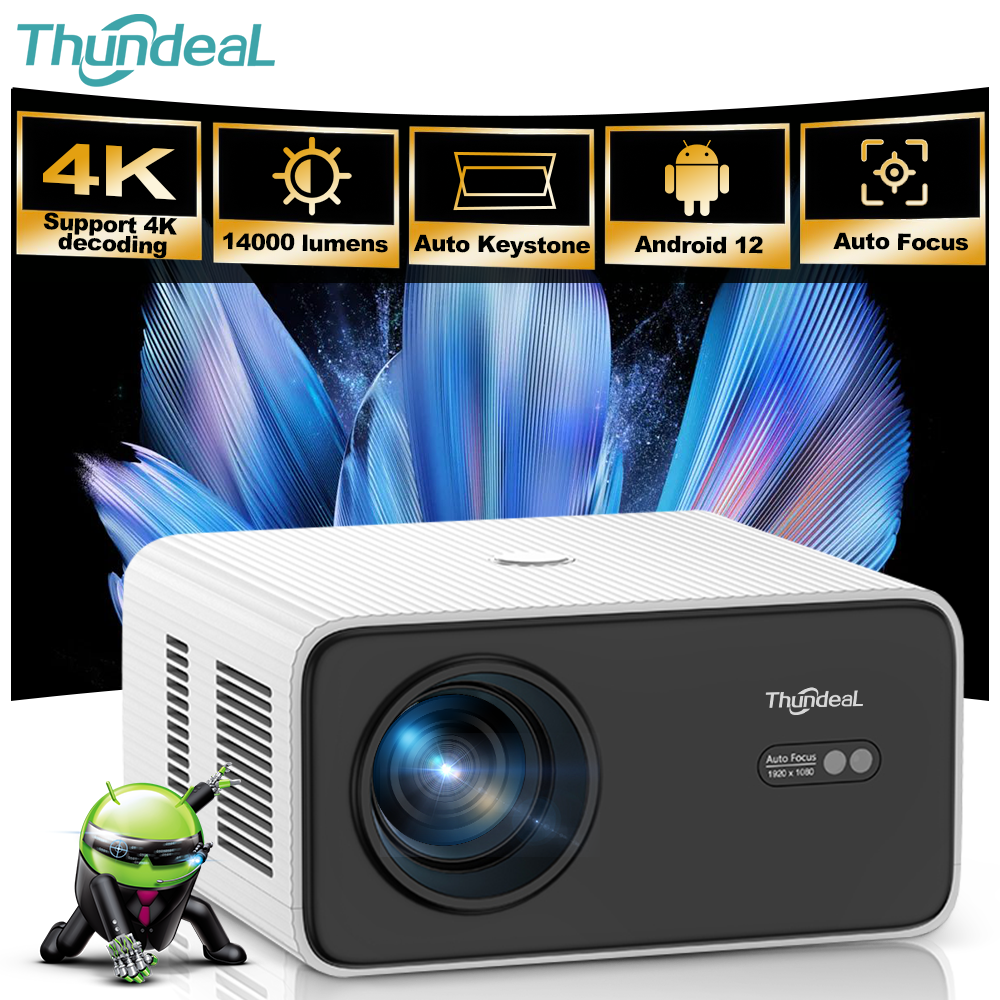 Projetor Portátil Full HD ThundeaL TD85W TD85SE, Projetor Beam Android WiFi para Home Theater, Mini Projetor TD85 2K 4K para Vídeos e Filmes