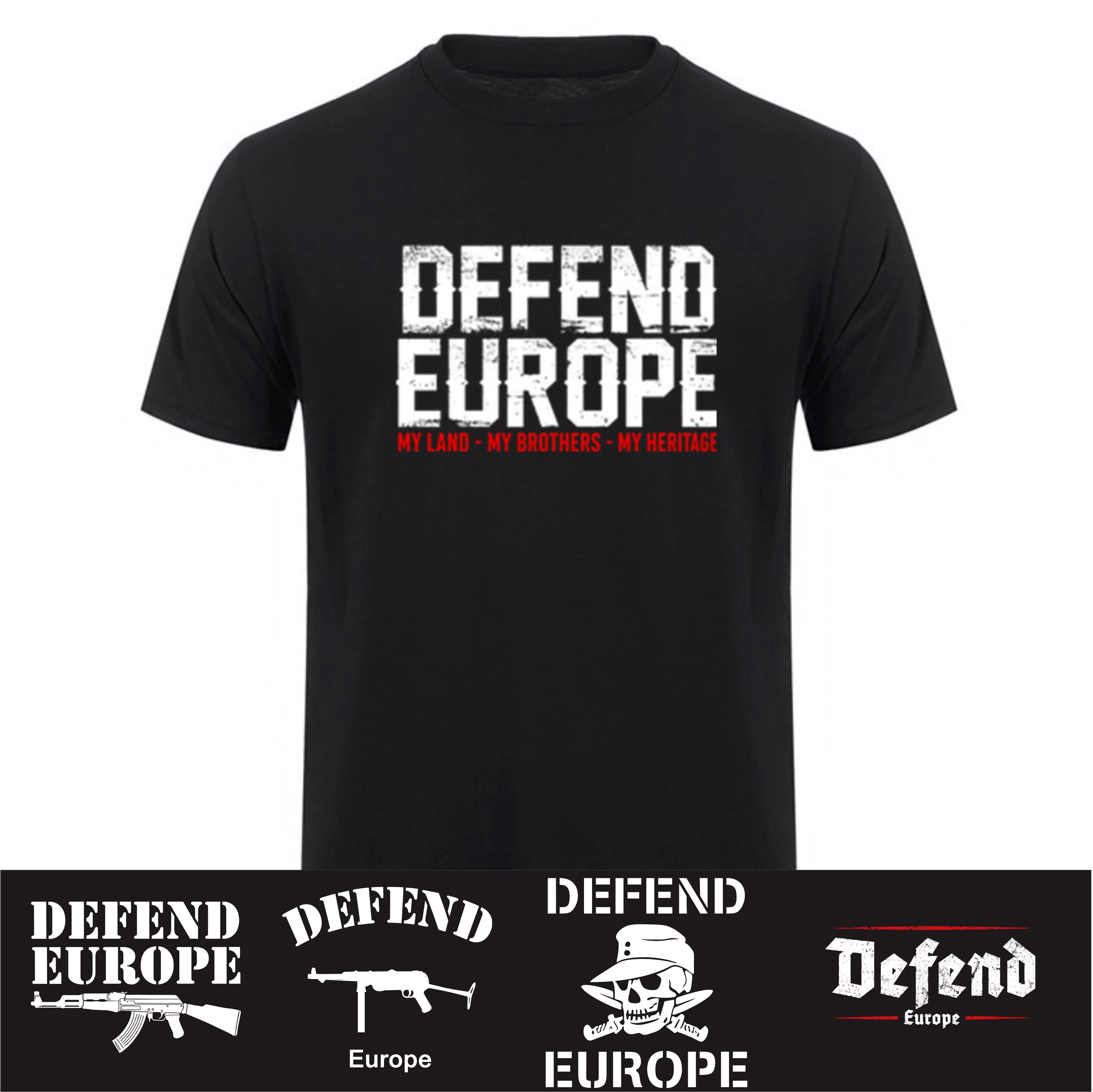 Defend Europe T-Shirts Cooles Design Unisex Kurzarm-Baumwoll-Streetwear-Tops T-Shirt HJ-091