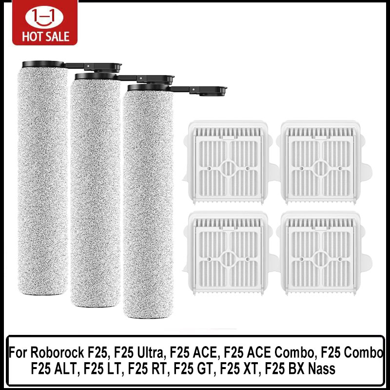 Roborock F25 ACE F25 Ultra, F25 Combo/ALT/ LT/ RT/ GT/ XT/ BX Nass Rollo de cepillo de repuesto para piezas de aspiradoras húmedas y secas