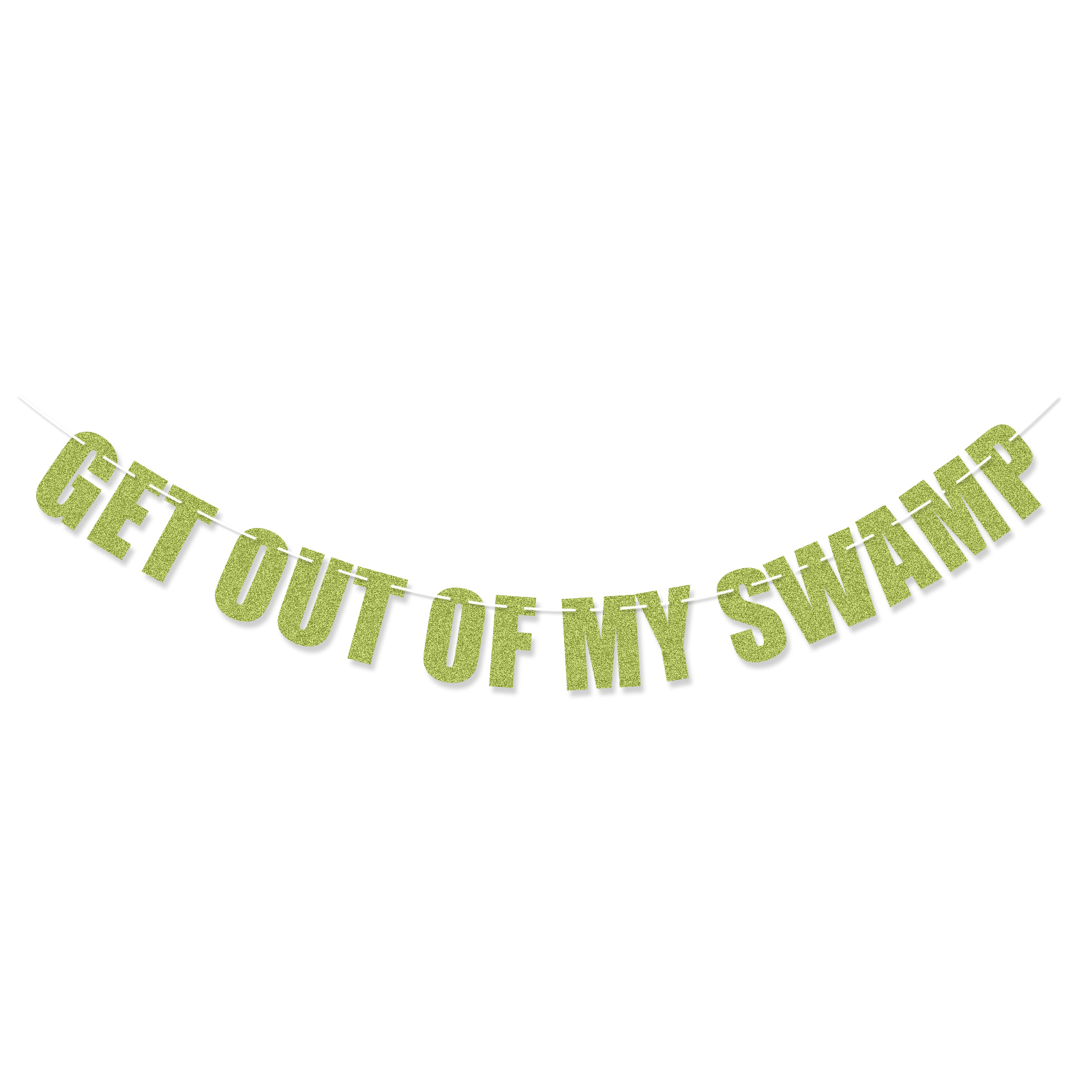 Get out of my Swamp Bunting Banner, grüne Glitzer-Geburtstagsparty-Dekorationen, lustiges Einweihungs-Party-Dekor-Set
