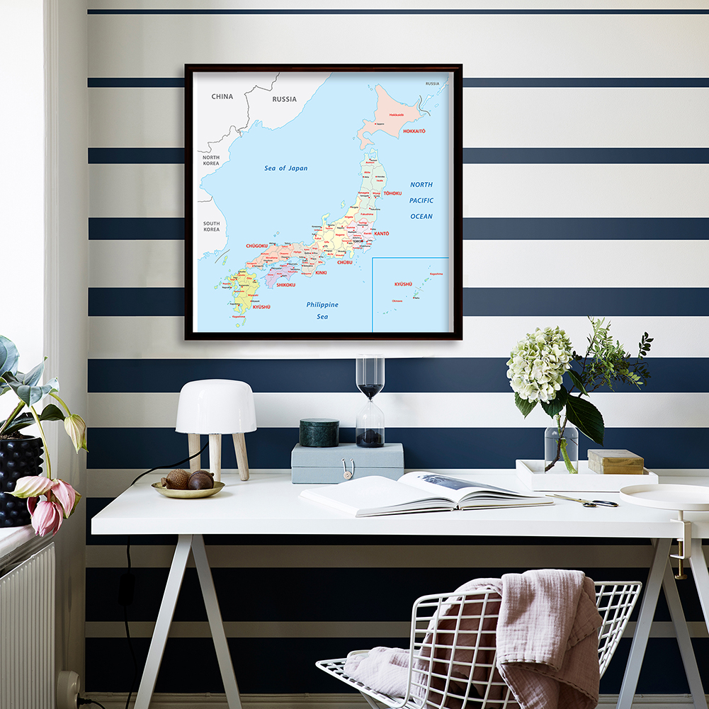 90*90cm Map of The Japan Wall Art Poster Non-woven Canvas Painting Classroom Home Decoration School Supplies