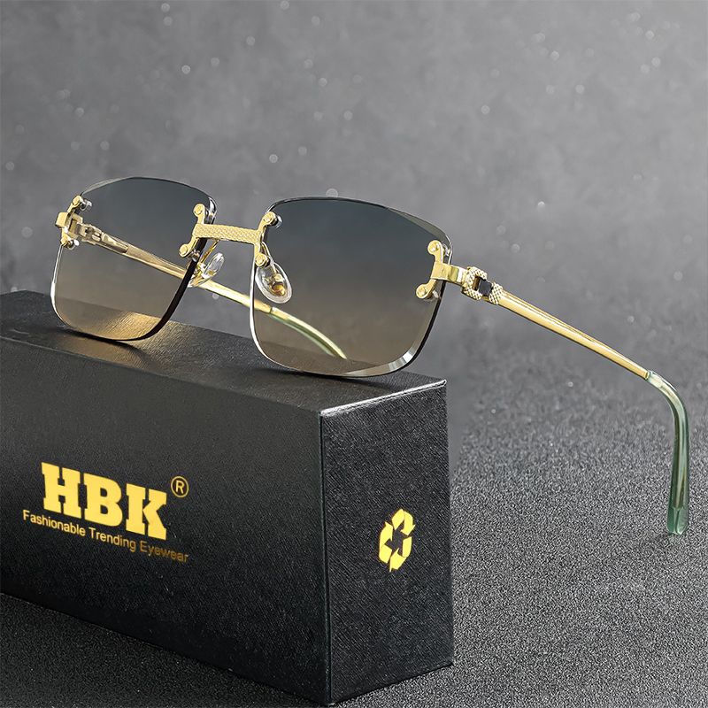 HBK Square Rimlessแว่นตากันแดดผู้หญิงRetroโลหะดวงอาทิตย์แว่นตาผู้ชายLuxury PartyธุรกิจGradient Shades 2024 ฤดูร้อนสไตล์