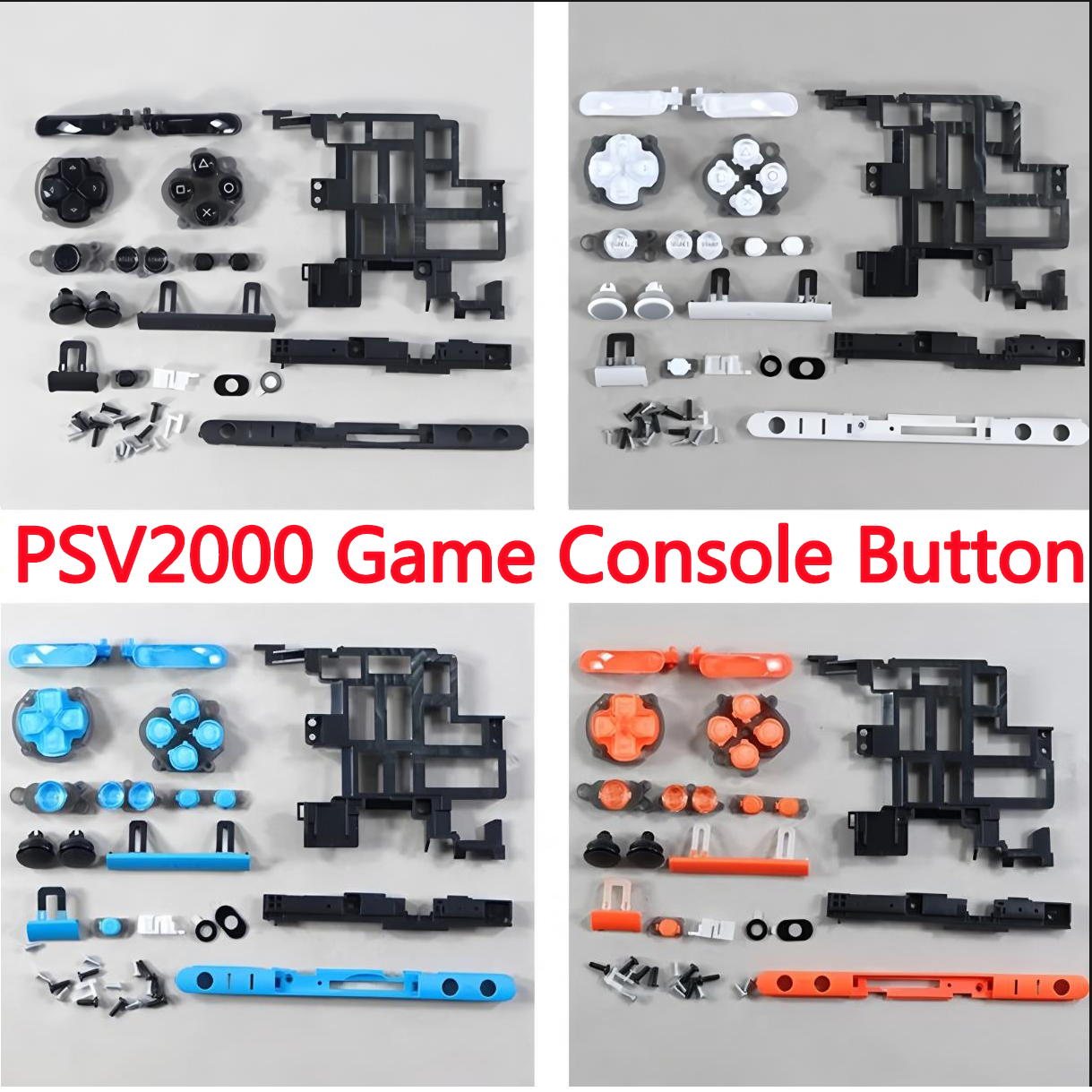 Kompletter Satz Taste für PS Vita PSV 2000, Schwarz, Weiß, Blau, Orange, PS Vita-Spielkonsolen-Hülle, Zubehör, Richtungsfunktion, LR-Schlüsselgehäuse