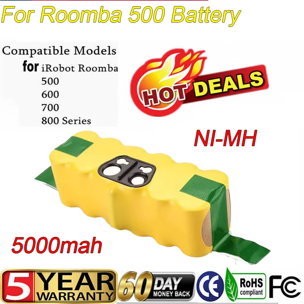 Akumulator do iRobot Roomba 500 14.4V 5.0Ah Zamiennik do odkurzacza Roomba serii 500 600 700 800 Akumulator