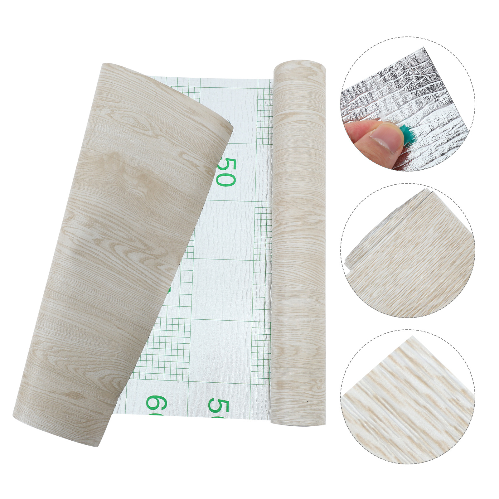 1 Roll Pvc Self-Adhesive Flooring Wear-Resistant Peel Stick Floor Decal For Home Kitchen Bathroom Office Supermarket Wood Grain