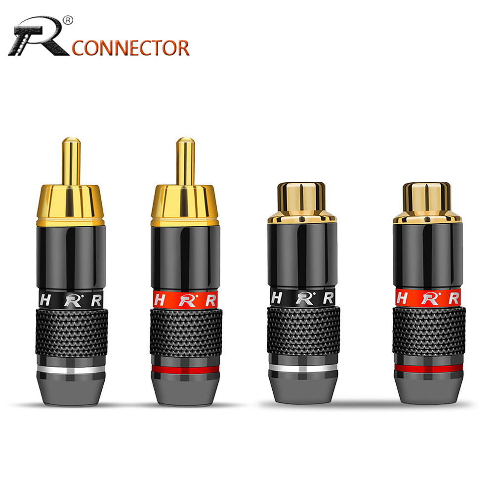 10 Buah/5 Pasang Konektor RCA Colokan Jantan RCA Berlapis Emas/Adaptor Jack Betina untuk Kabel Video Audio Konektor Kabel 6Mm