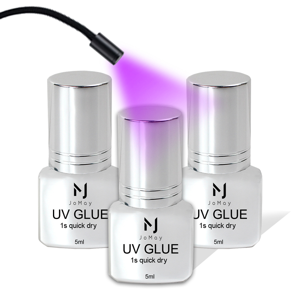 Colle à cils UV JOMAY, colle à cils extra forte, fournitures pour extensions de cils, colle UV 5ML, adhésif imperméable, 3 flacons