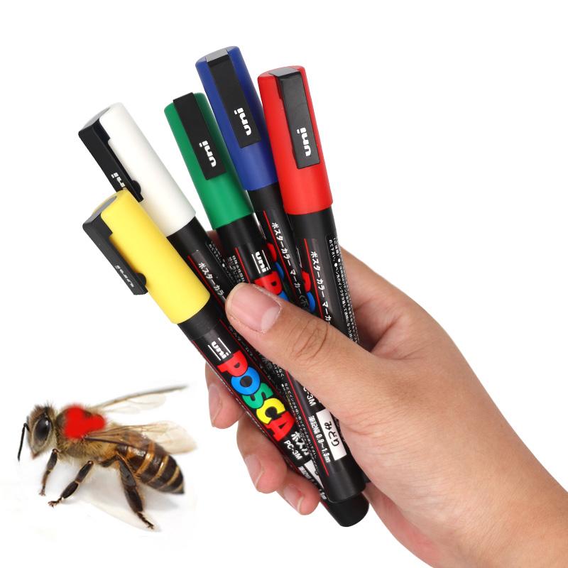 5 uds 8 uds/lote marcador de abeja LED resaltador marcas pluma marcador de abeja reina 8 colores opcionales punta biselada pincel herramienta de apicultura