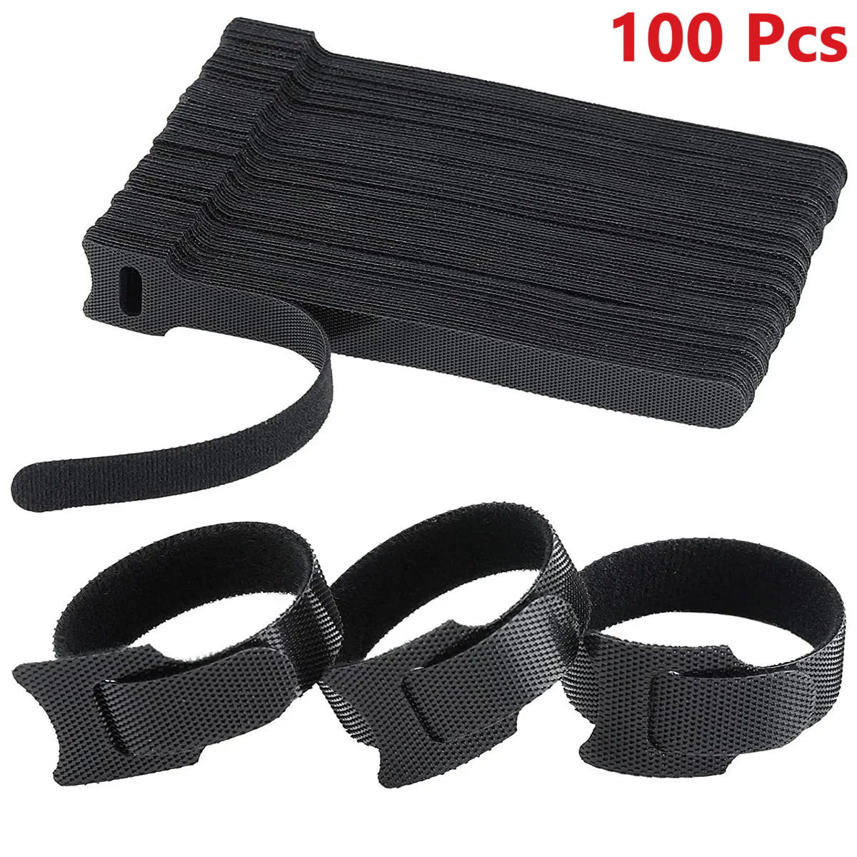 100pcs Releasable CABLE Organizer TIES แผ่นหูฟังการจัดการสายไฟไนลอนสายผูก Reusable LOOP Hoop เทปสายรัด Tie