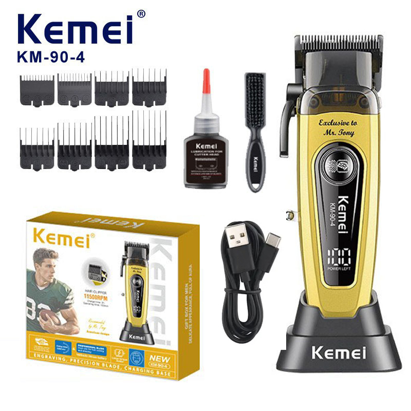 Kemei km 90 4 Professioneller Haarschneider für Männer, 11500 U/min, 10 W, bürstenloser Motor, DLC-Klingenbasis, Ladegerät, Haarschnitt-Maschine, Haarschneider