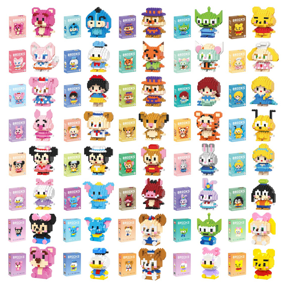 Disney stitch blocos de construção anime kawaii dos desenhos animados mini ação figuras das crianças blocos tijolos montar brinquedos diy presente para crianças