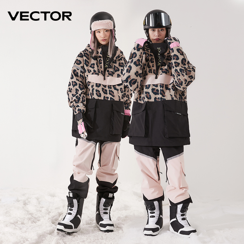 VECTOR Ski Wear Women Man Hooded Sweater Reflective Trend Ski Wear Thickened Warmth and Waterproof Ski Equipment Ski Suit Women