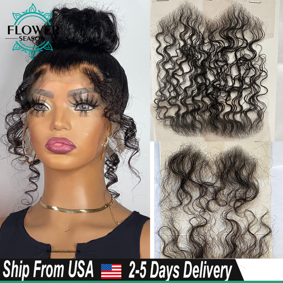Listras encaracoladas do cabelo humano para mulheres, laço HD, borda do cabelo do bebê, onda do corpo, linha fina suíça do laço, 4 PCes