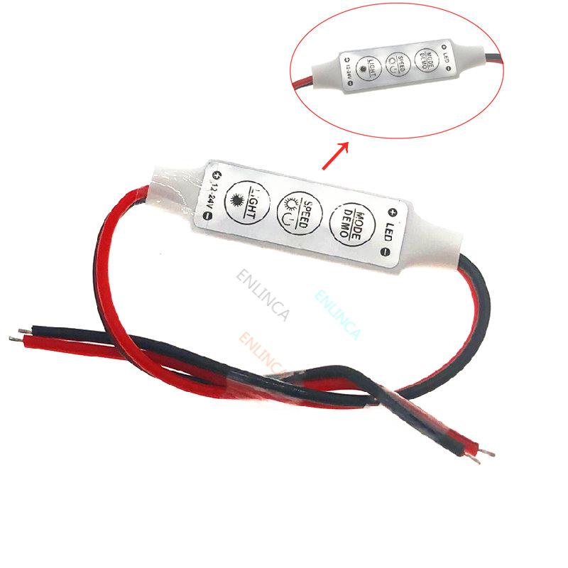 12V-24V Mini 3 Phím Đơn Màu Điều Khiển Đèn LED Độ Sáng Mờ Cho Đèn Led 3528 5050 Dải Ánh Sáng