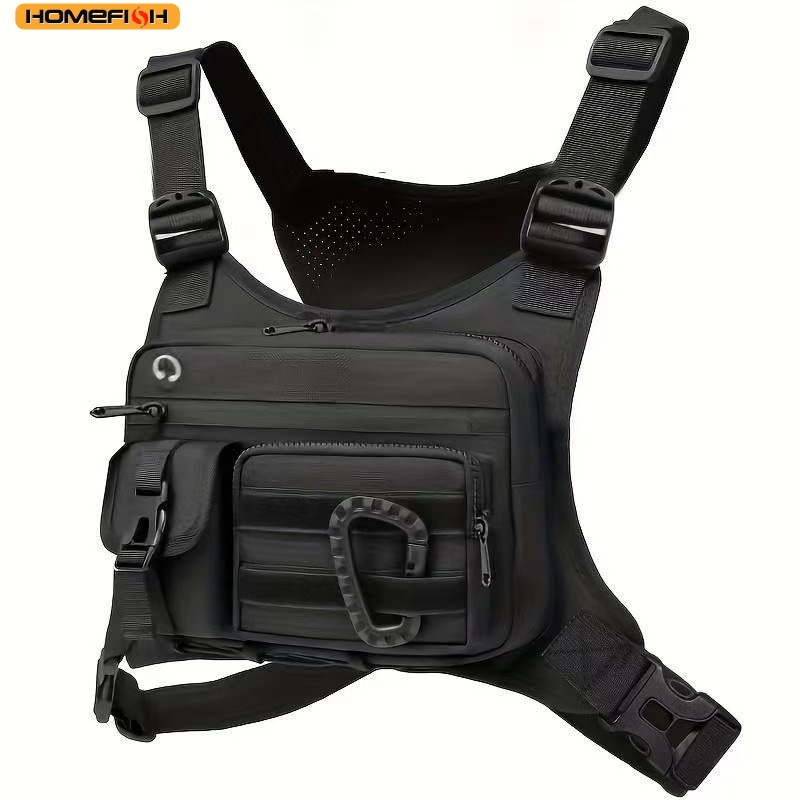 HOMEFISH Bolsa de pecho al aire libre para hombres y mujeres, chaleco táctico para correr, ciclismo, plataforma de paquete de pecho EDC para deportes y entrenamientos