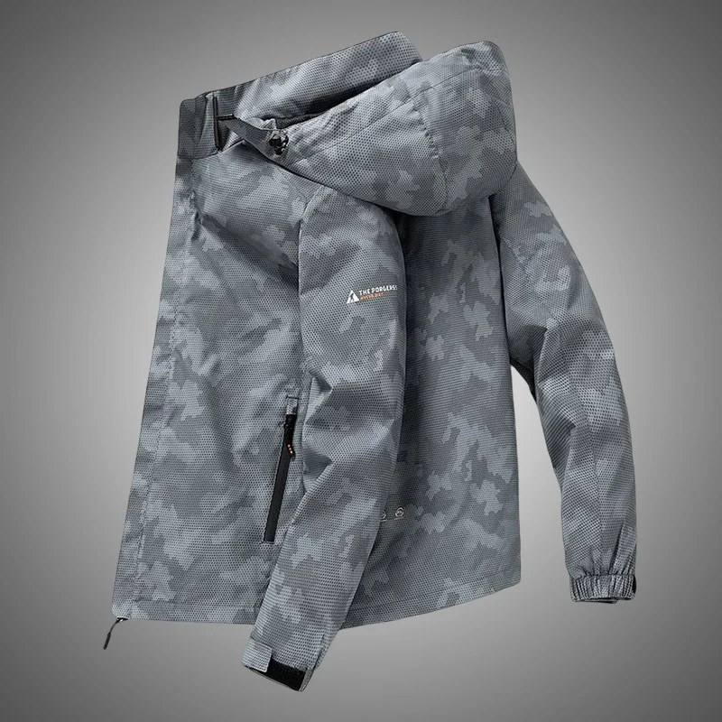 Hoodedเดินป่าแจ็คเก็ตผู้ชายกลางแจ้งเสื้อแจ็คเก็ตกันน้ําWindbreaker 2024 ฤดูใบไม้ผลิฤดูใบไม้ร่วงกีฬาCasual Cargoแจ็คเก็ตเสื้อบุรุษ