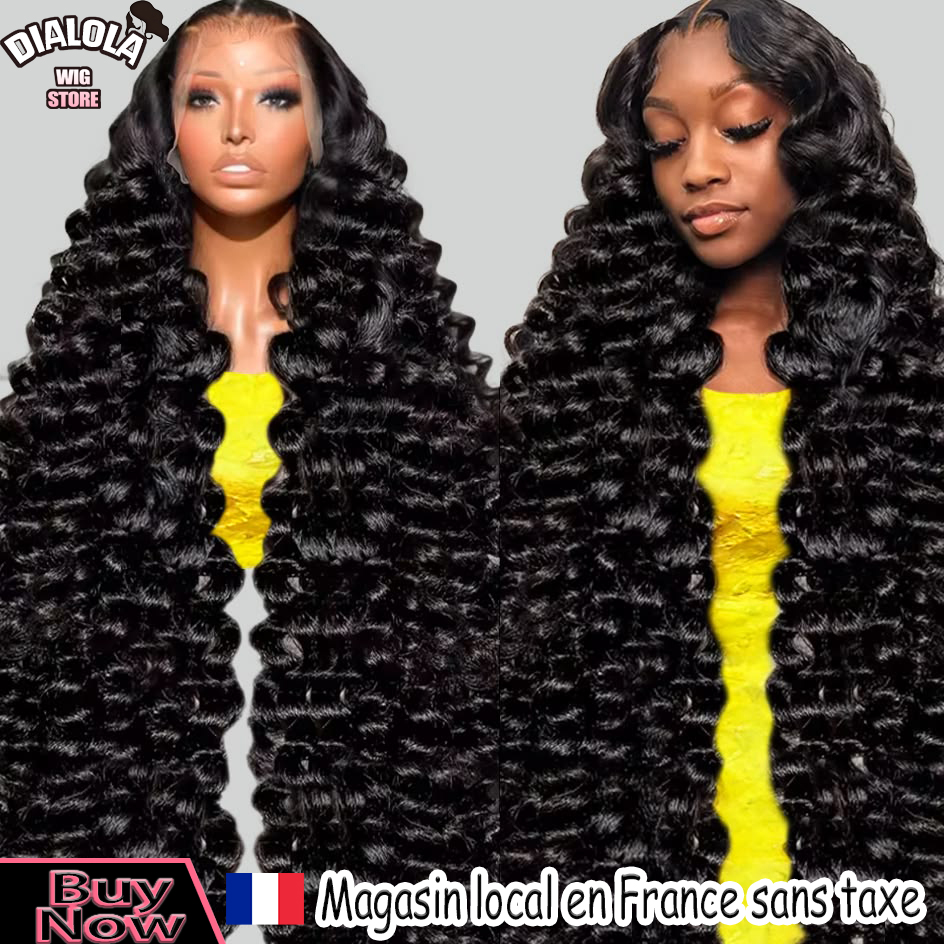 Perruques en cheveux humains brésiliens, densité 250, ondulations profondes lâches, 30 38 40 pouces, avec frontal en dentelle HD 13x6 et frontal en dentelle 13x4, pré-épilées, bouclées effet mouillé, pour femme