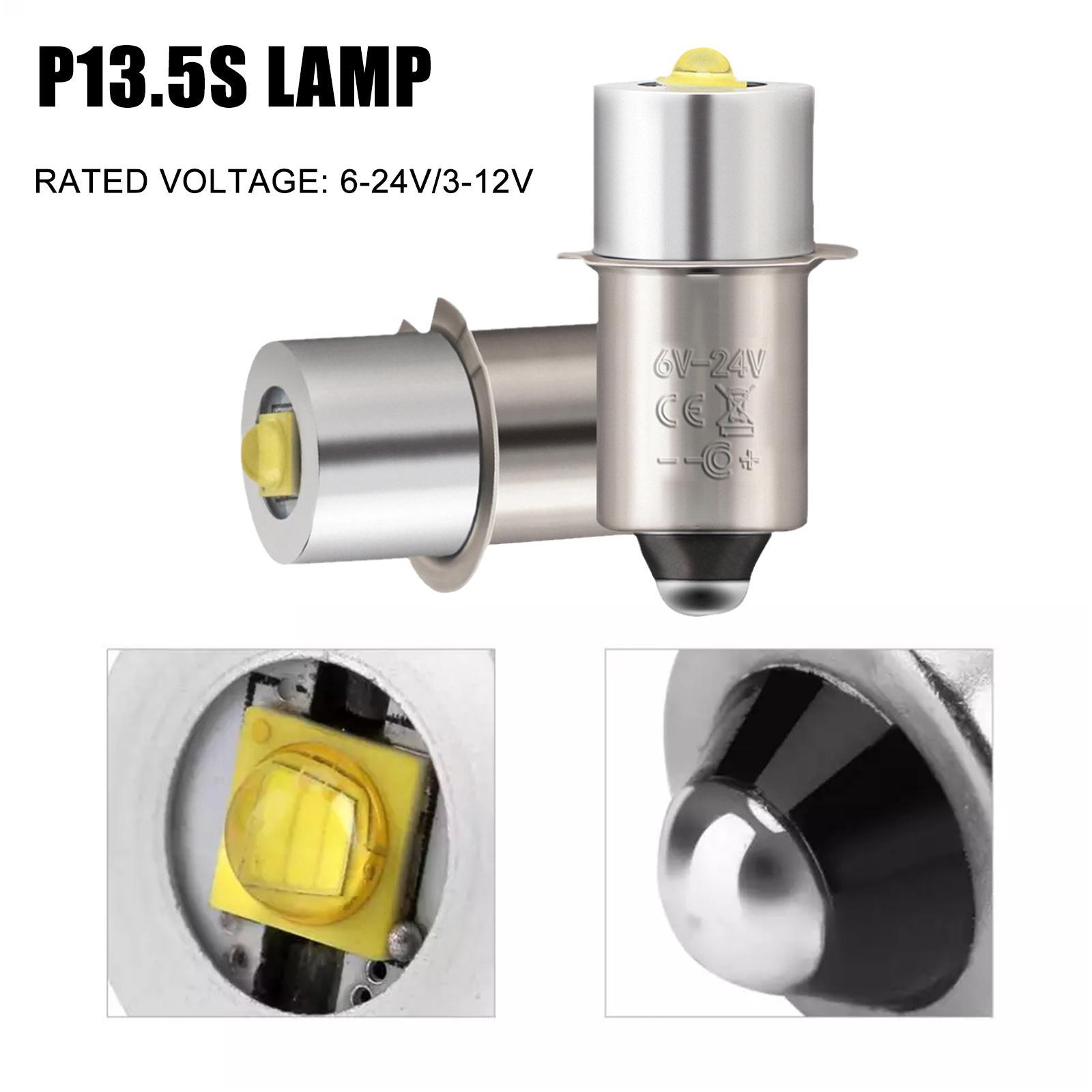 P13.5S E10 BA9S dasar 5W lampu Upgrade LED senter Maglite putih 6500K 3W DC6V-24V bohlam pengganti lampu kerja obor
